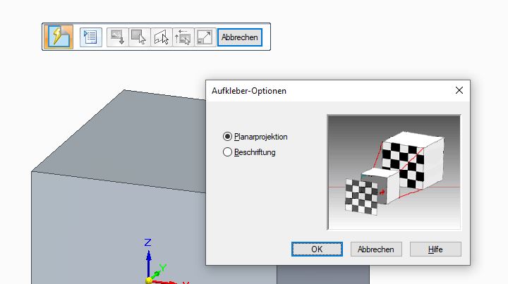Aufkleber Optionen