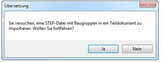STEP Import Meldung