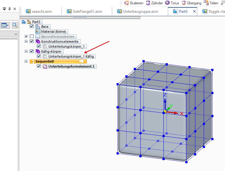 Solid Edge Unterteilungsmodellierung Käfig