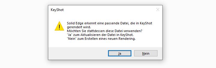 KeyShot Rendering: Meldung zum Aktualisieren der CAD-Daten