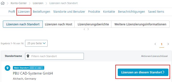 Lizenzen am Standort