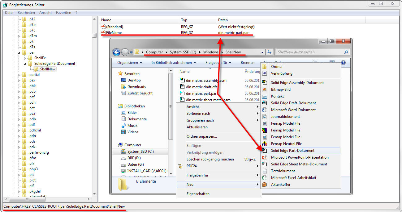 Solid Edge Datei aus Explorer in beliebigem Ordner
