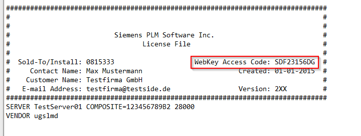 WebKey Access Code der Solid Edge Lizenz auslesen