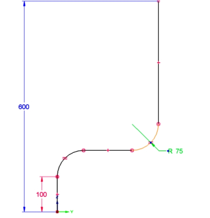 Solid Edge Erzeugen von 3D Kurven Abb.10 asymmetrische Kurve rechts