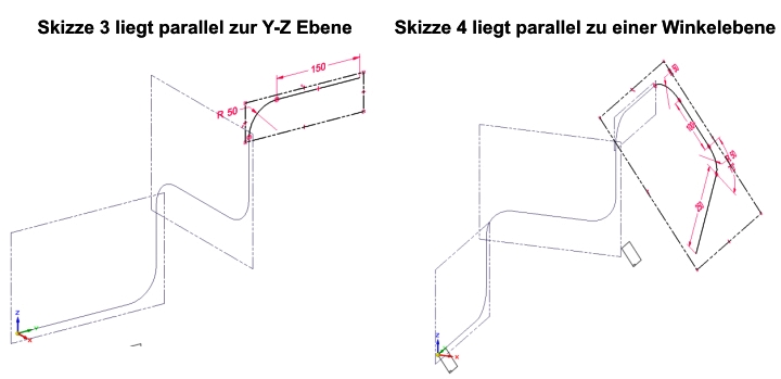 Solid Edge Erzeugen von 3D Kurven Abb.19 Kurve aus einzelnen Skizzen 3 4