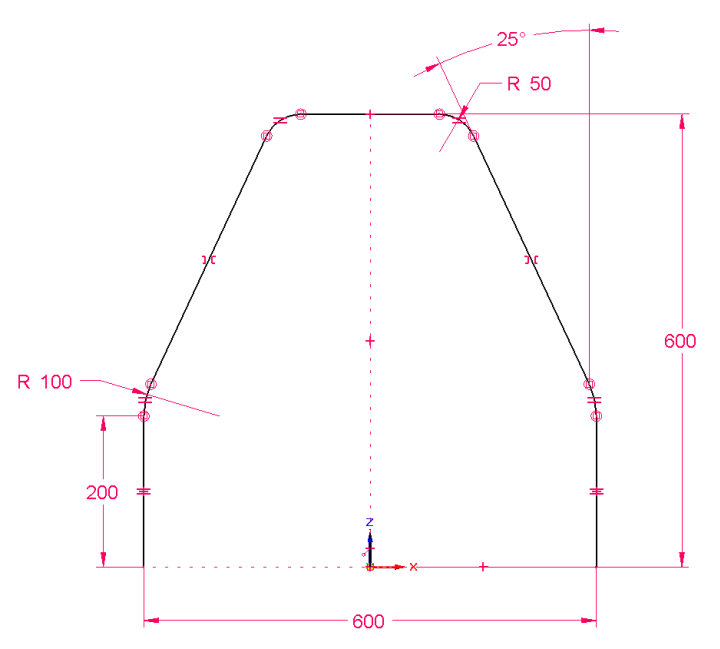 Solid Edge Erzeugen von 3D Kurven Abb.5 Skizze 1 Vorderansicht