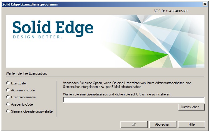Solid Edge Lizenzdatei