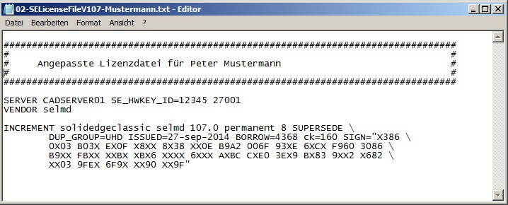 Solid Edge Mustermann Lizenz