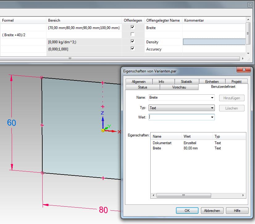 Solid Edge Variablentabelle nach Offenlegung