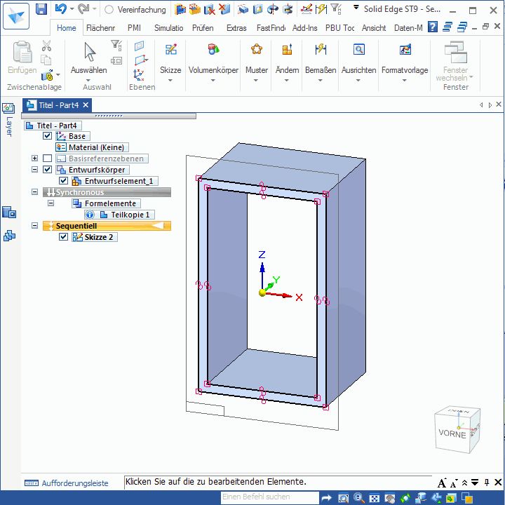 Erzeugen von Profilen mit dem Solid Edge Rahmengenerator - Möglichkeit 4
