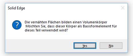 Meldung Volumenkörper gebildet