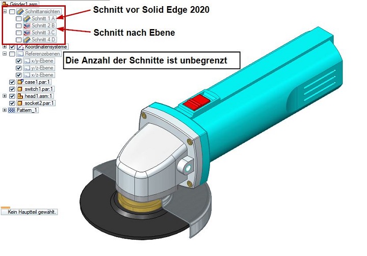 Gespeicherte Schnitte im Baugruppenbaum