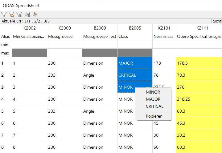 Qdas Spreadsheet