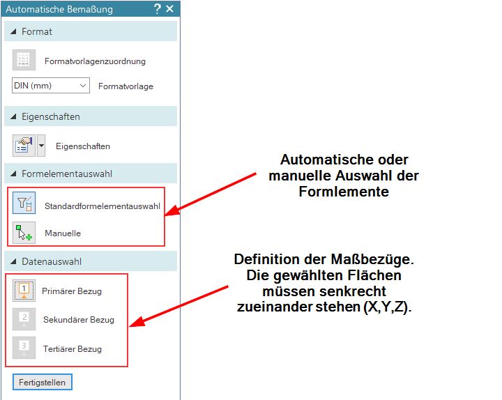 Bezüge und Maße definieren