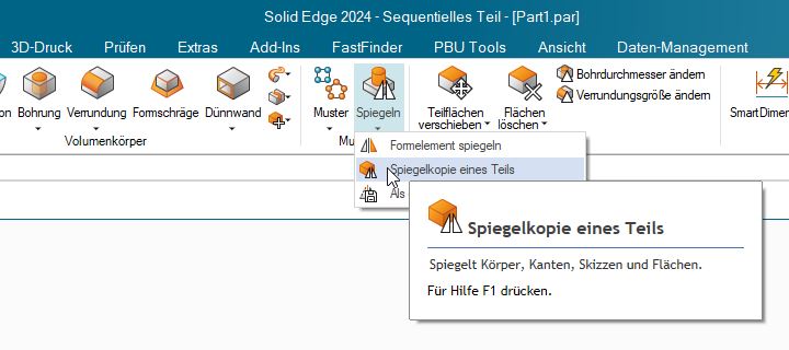 Spiegelkopie eines Teils