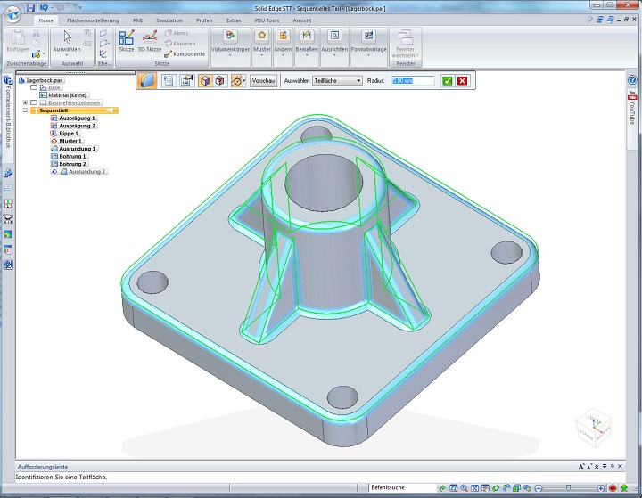 Solid Edge Verrundungen Flächen abwählen