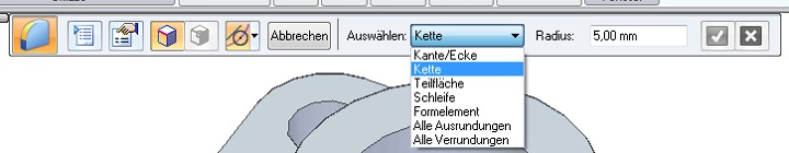 Solid Edge Verrundungen Menüleiste