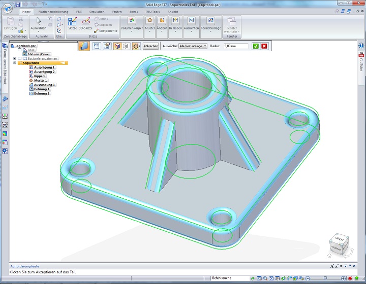Solid Edge Verrundungen alle Verrundungen