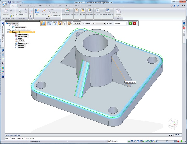 Solid Edge Verrundungen übliche Auswahl