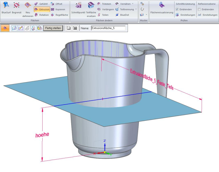Volumenbestimmung Zielsuche Abb.5 Deckflächen über Extrusion