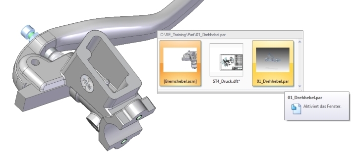 Solid Edge Shortcut Wechseln der Dokumentenfenster