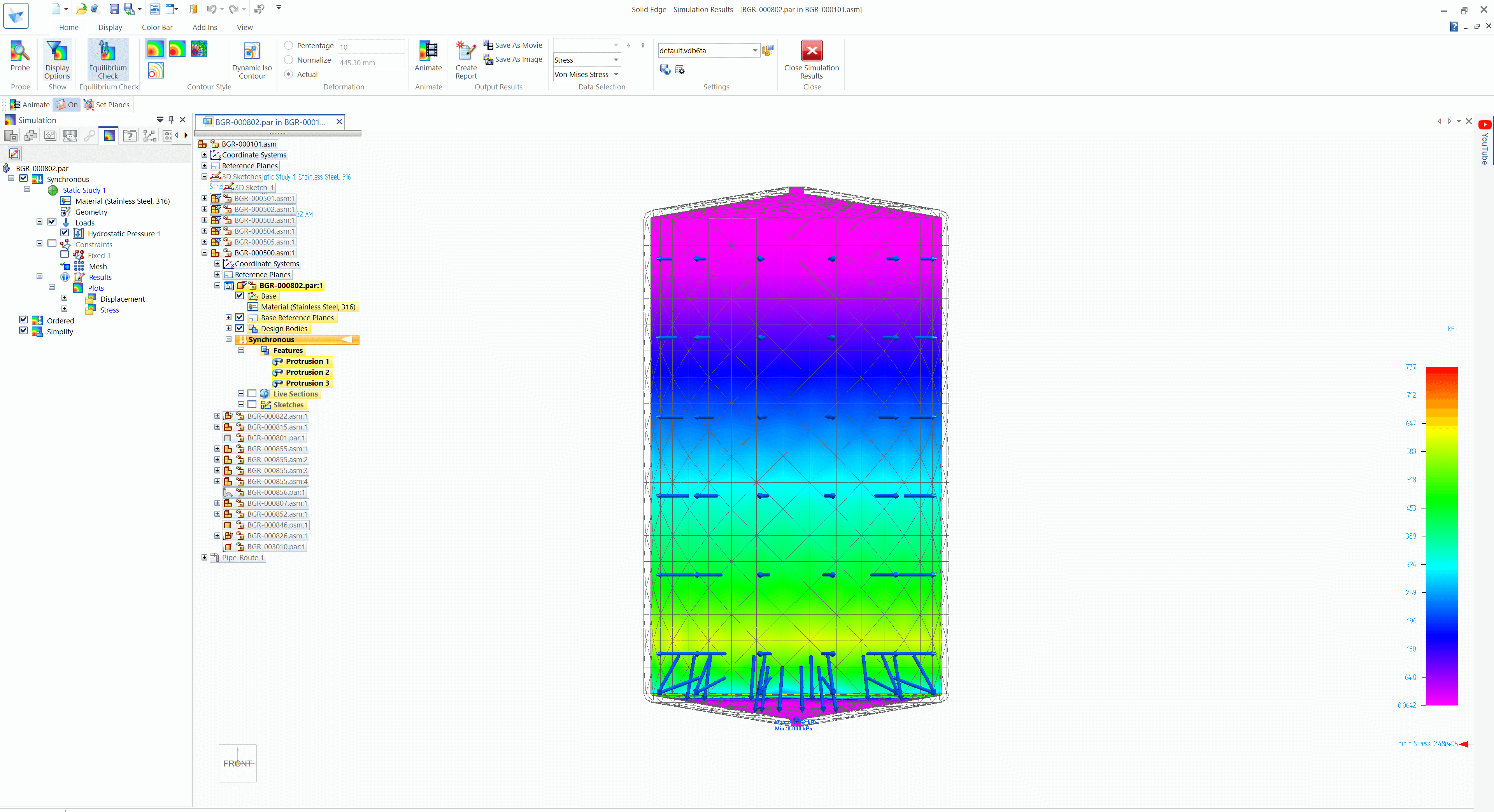 Hydrostatischer Druck Solid Edge Simulation